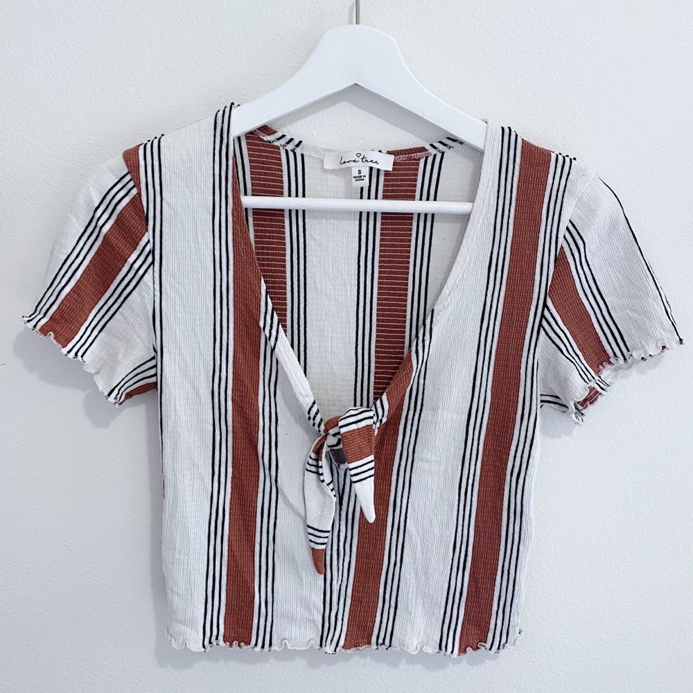 Striped Short Sleeve Crop Top